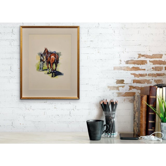 Elin Sian Blake, Polo Match, Cirencester, Player and Pony, Watercolour, Framed For Sale - Image 11 of 18