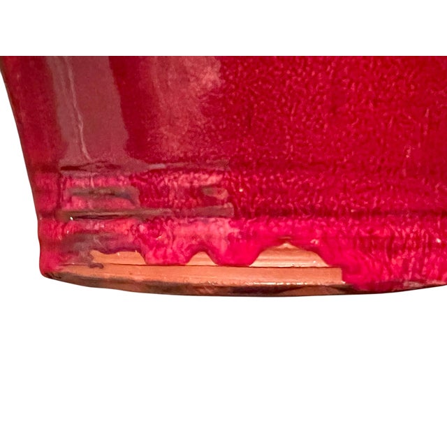 2000 - 2009 Original Owens Pottery Red Vase Seagrove NC- Copper Red Glaze-Chinese-Tall For Sale - Image 5 of 11