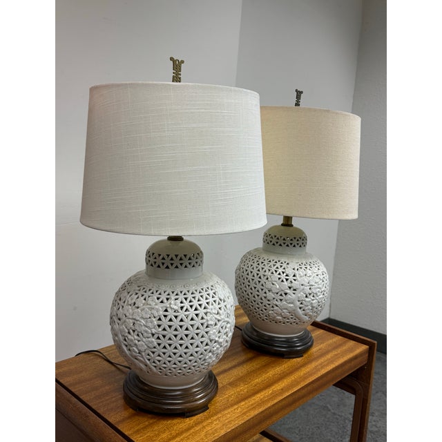 Frederick Cooper Late 20th Century Frederick Cooper Blanc De Chine Table Lamps, Pair For Sale - Image 4 of 12