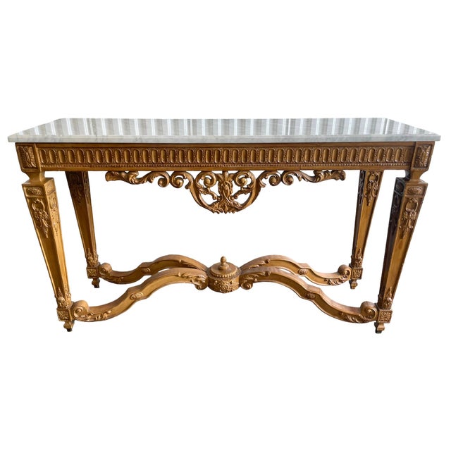 Antique Louis XV French Style Wood and Marble Console Table Chairish