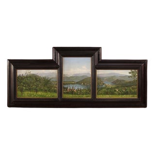 Views of Lake Lugano, 1940, Oil on Panel Triptych, Set of 3 For Sale