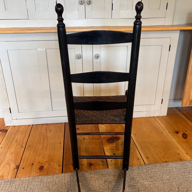 American Mid 19th Century New England Style Wooden Rocking Chair With Rush Seat. For Sale - Image 3 of 12