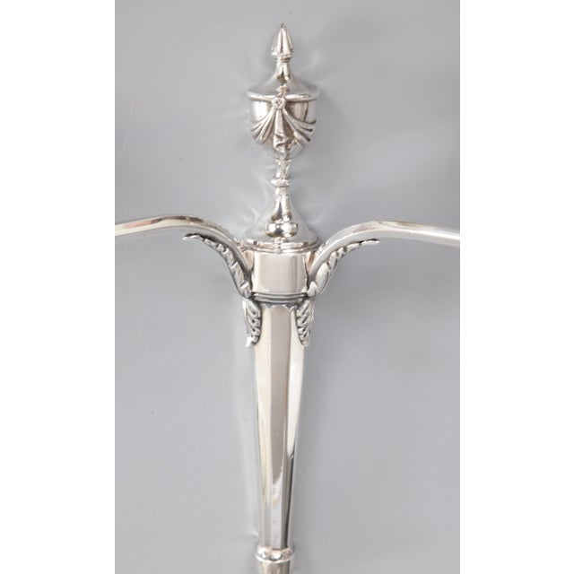 1950s Vintage Neoclassical Style English Silver Plate Candle Wall Sconces - A Pair For Sale - Image 5 of 12