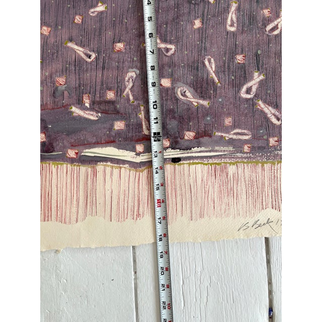 Barbara Beck 1986 Abstract Acrylic Painting on Paper - Signed/Dated/Unframed For Sale - Image 4 of 8
