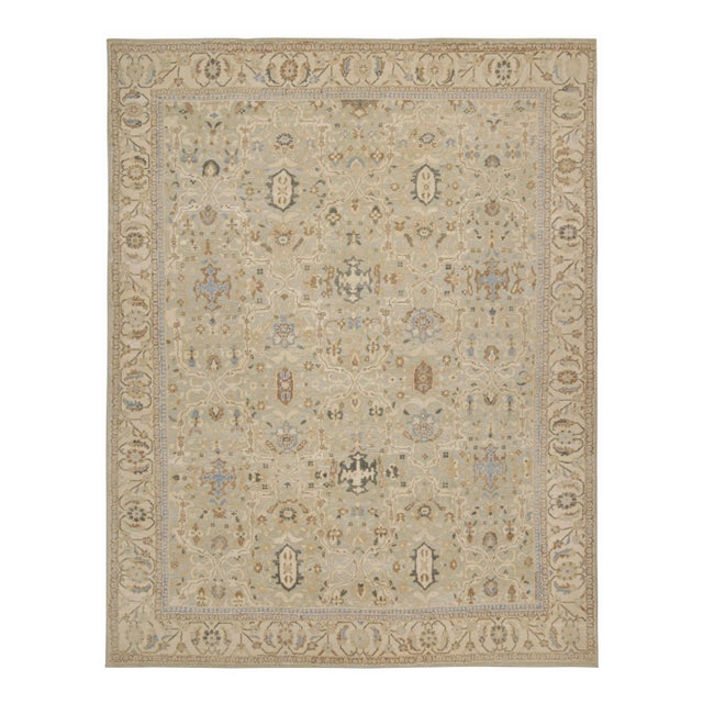 Beige 2010s Rug & Kilim’s Oushak Style Rug in Blue and Beige-Brown Floral Patterns For Sale - Image 8 of 8