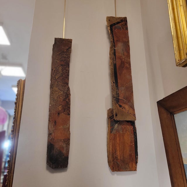 Fragments of Coffered Ceiling or Wainscoting in Polychrome Wood, Gothic-Mudejar, Spain, 18th Century, Set of 3 For Sale - Image 3 of 18