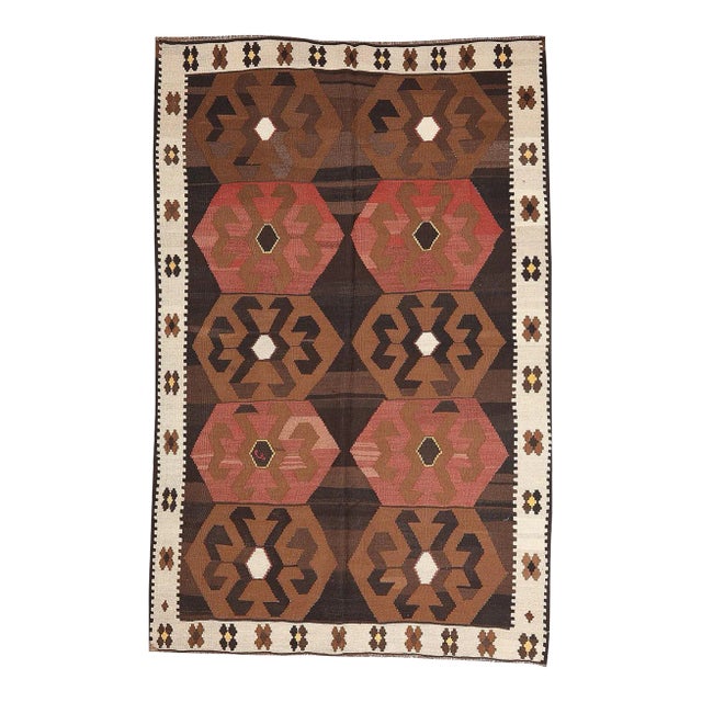 Vintage Wool Turkish Kars Kilim For Sale