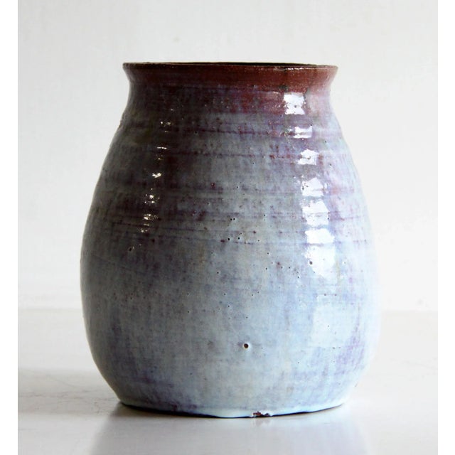 Mid-Century Modern Vintage Mid Century Modern White Glazed Terra Cotta Studio Pottery Vase For Sale - Image 3 of 10