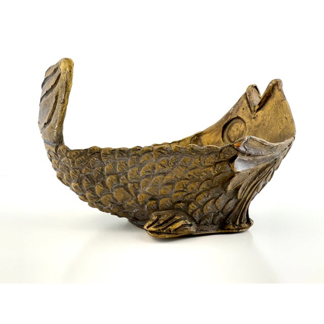 1970s Vintage Rustic Art Carved Fish Catchall Bowl For Sale - Image 5 of 12