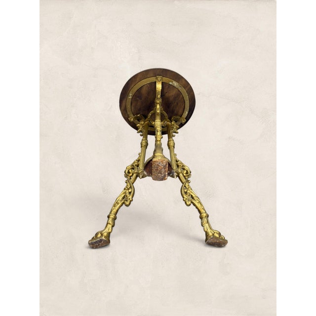 Wood Antique French Gilt Cast Iron Guéridon Side Table With Wooden Top, Circa 1900 For Sale - Image 7 of 11