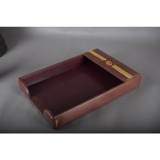 Red Leather Desk Tray with Double-G Hardware by Gucci, 1970s For Sale - Image 9 of 11