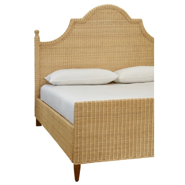 Worlds Away Matthew Izzo Home Chamberlain Rattan King Bed Frame With Arched Headboard, Side Rails and Footboard For Sale - Image 4 of 9