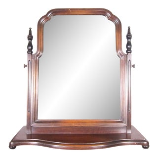 Vintage 1940s Federalist Style Walnut Dresser Swing Mirror For Sale
