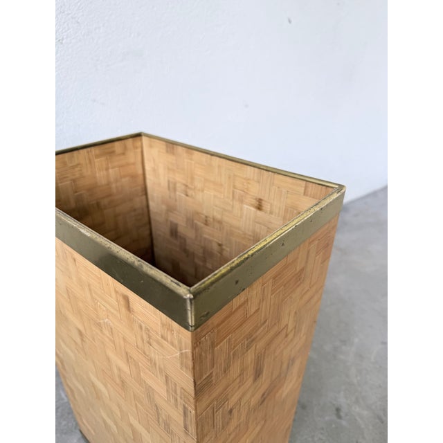 Woven Wicker and Brass Umbrella Stand from Metal Linea Nova, 1960s For Sale - Image 12 of 18