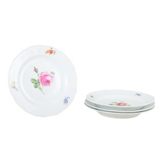 Porcelain Plates with Floral Decoration by Meissen, Germany, 1930s, Set of 4 For Sale