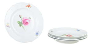 Porcelain Plates with Floral Decoration by Meissen, Germany, 1930s, Set of 4