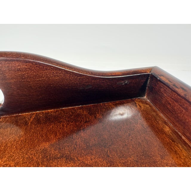 Vintage Bombay Company Asian Style Serving Tray With Brass Corners For Sale - Image 10 of 11