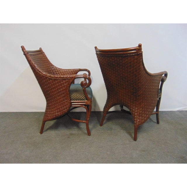 Modern Design Wicker & Rattan Lounge Chairs - a Pair For Sale - Image 4 of 6
