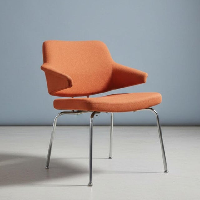 Mid-Century Armchair with Chrome Base, 1970s For Sale - Image 4 of 6