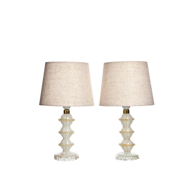 Mid-Century Murano Glass and 24k Gold Table Lamps, 1960s, Set of 2 For Sale - Image 5 of 5