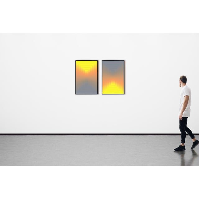 Mid-Century Modern 2026, Solar Lens, Space Age Style Diptych, Limited Edition Giclée, Yellow to Gray Transitions For Sale - Image 3 of 8