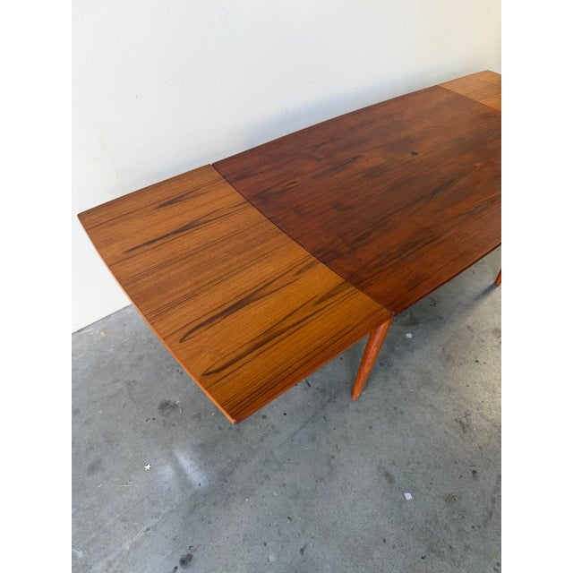 Wood Danish Teak Extendable Dining Table Mid Century Modern Draw Leaf 1960s Denmark For Sale - Image 7 of 10