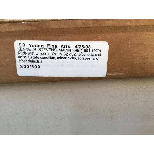 “Nude With Unicorn” Oil on Canvas by Kenneth Stevens McIntire . For Sale - Image 12 of 13