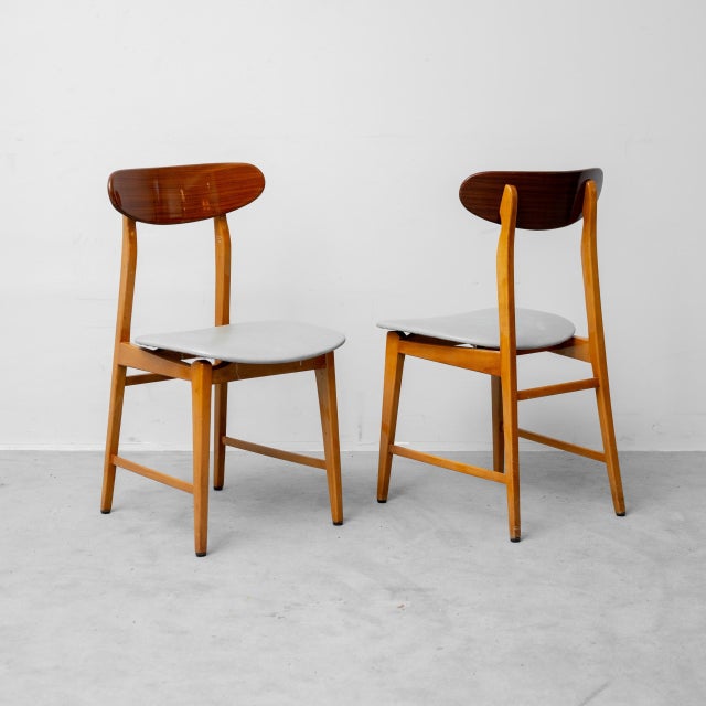 Rectangular Dining Table and Chairs in Wood, 1960s, Set of 7 For Sale - Image 11 of 15
