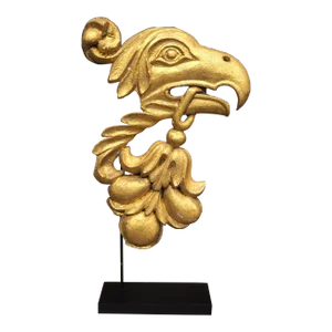 Large Antique Carved Giltwood Eagle Head From Italy, Circa 1750