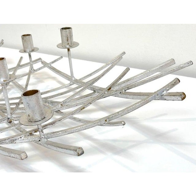 Late 20th Century 12 Light French Modern Kinetic Silvered Metal Candelabra Centerpiece For Sale - Image 10 of 12