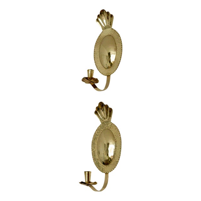 Mid-Century Swedish Hammered Brass Sconces by Sonja Nashult, 1957, Set of 2 For Sale