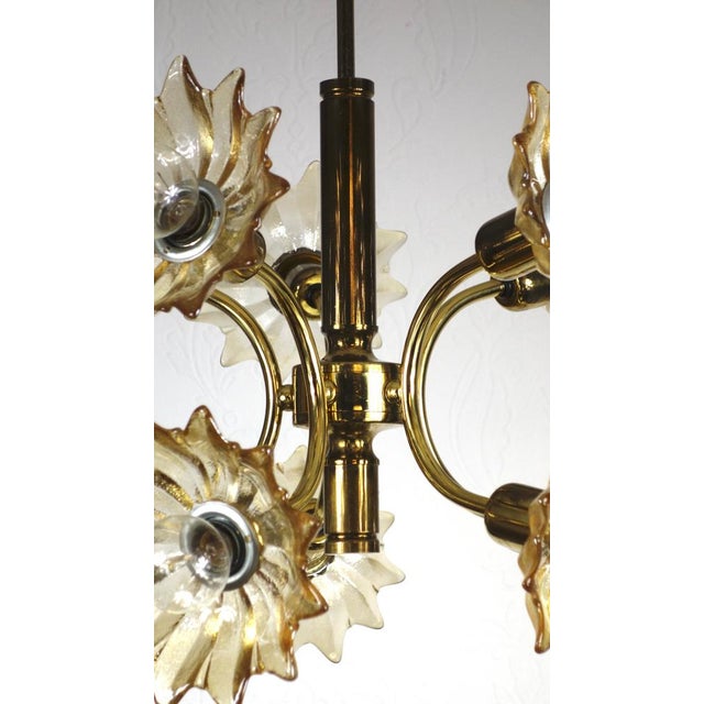 Mid-Century Modern Vintage Hanging Light in Brass and Glass from Sische Leuchten, 1970s For Sale - Image 3 of 15