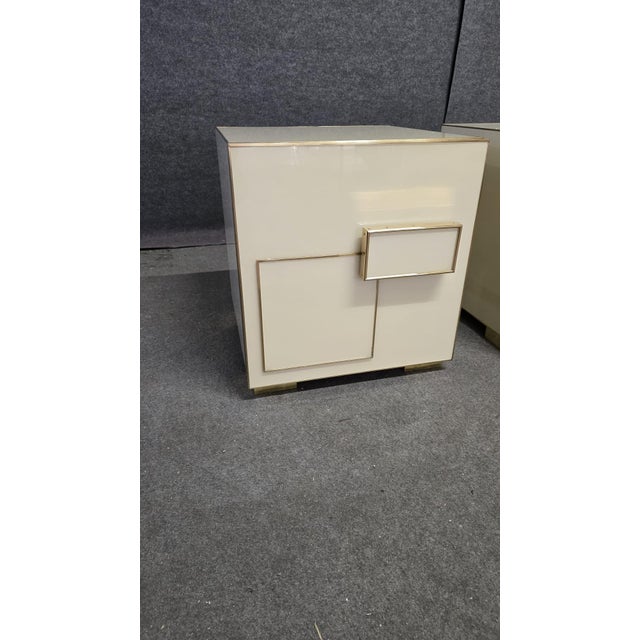 Italian Ivory Murano Glass and Brass Nightstand from Justfurnituress SRL For Sale - Image 12 of 13