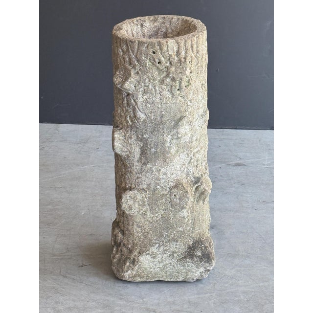 Light Gray Faux Bois Garden Stone Bird Bath From England For Sale - Image 8 of 9