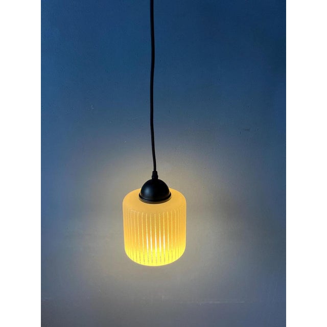 Mid-Century Round Striped Glass Pendant Lamp For Sale - Image 11 of 11