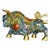 Vintage Cloisonne Enamel Bull Figurine – 11" Gilt Ox Sculpture With Floral Motif For Sale