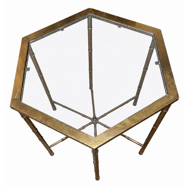 Mid-Century Modern Pair of Attributed Mastercraft Brass Bamboo Form Side Tables. u.s.a. 1970's. For Sale - Image 3 of 9