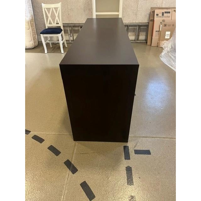 Cerused Wood Cabinet – Modern Textured Sideboard With Sculptural Grain & Dark Frame For Sale In Chicago - Image 6 of 7