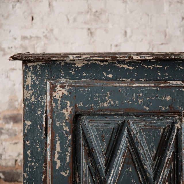 Wood 19th Century Spanish Walnut Blue Cabinet For Sale - Image 7 of 12
