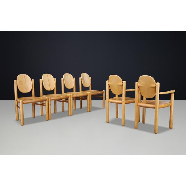 Danish Modern Sculptural Beechwood Dining Chairs attributed to Vamdrup Stolefabrik, 1970, Set of 6 For Sale - Image 3 of 13
