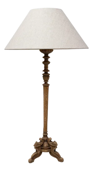 19th Century French Carved Oak Table Lamp