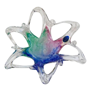 Vintage Murano Star Flower Shape Art Glass Dish Italy