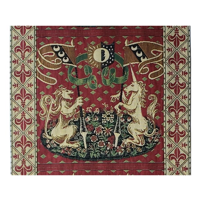 Late 20th C. Vintage French "The Lady and the Unicorn" Woven Tapestry Runner For Sale