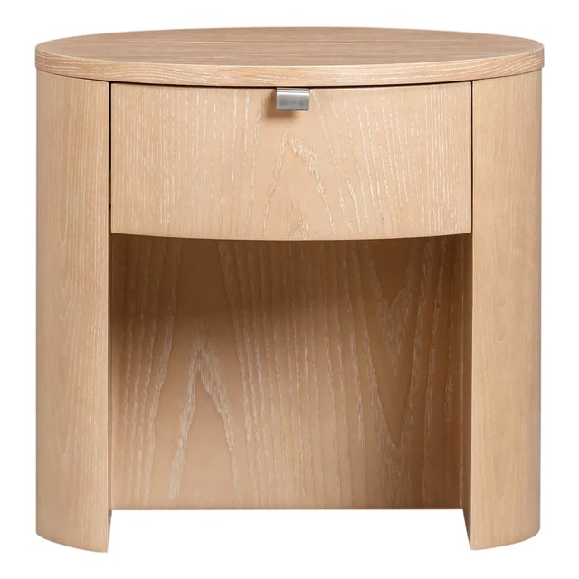 Marlow Natural Wood Round Nightstand For Sale - Image 10 of 10