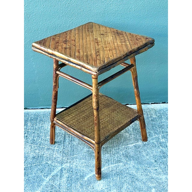 Vintage Split Reed Side Table For Sale - Image 9 of 12