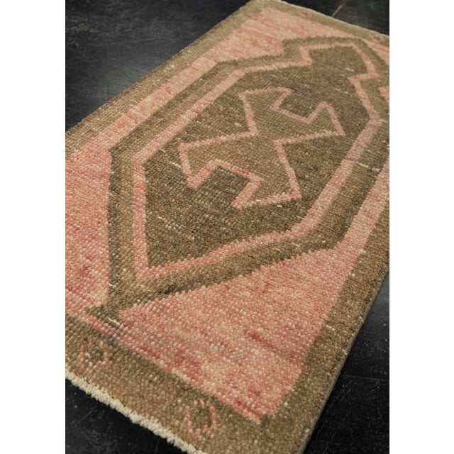 Textile Turkish Mini Rug Oriental Hand Knotted Vintage Rug 1'8" x 3'2" #21169 For Sale - Image 7 of 8