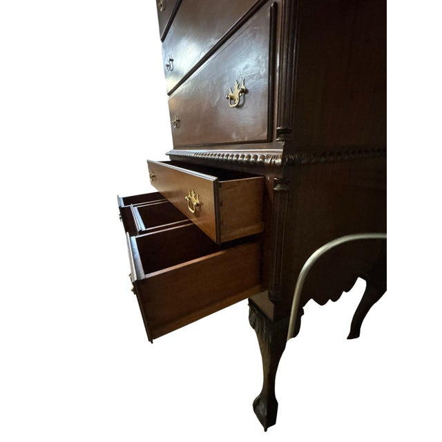 Queen Anne Style Cherry Highboy Chest on Chest For Sale - Image 9 of 12