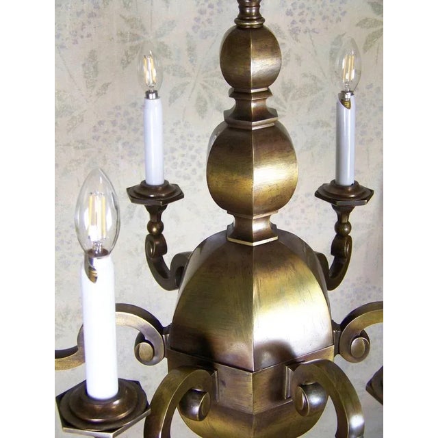 1900 - 1909 Massive Brass Chandelier, 1900s For Sale - Image 5 of 8