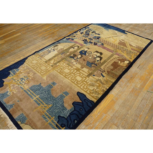 Chinese 1920s Traditional Antique Artistic Chinese Scenic Pictorial Peking Area Rug For Sale - Image 3 of 9