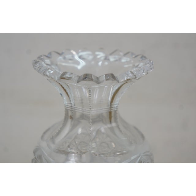 Glass Antique American Brilliant Cut Glass Crystal Stars Mantel Bud Flower Vase 12" For Sale - Image 7 of 13